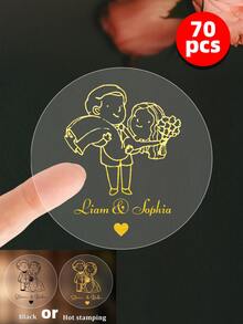 1~250张定制婚礼礼物贴纸，个性化婚礼感谢标签，定制派对礼物贴纸，定制圆形标签贴纸 - 可定制新娘礼物派对标签，招待袋贴纸，婚礼派对贴纸，派对袋标签，多功能，可调节，耐用，装饰性强，可重复使用，精致可爱，高品质，现代，色彩丰富，舒适时尚，墙纸贴纸 - 白色 - 查看 40