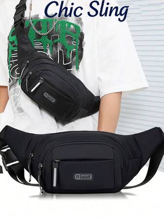 SHILAN Bolso de cintura multifuncional y de moda para hombres con compartimentos de bolsillo, que se puede usar de forma versátil tanto para uso casual como deportivo. Puede usarse como bolso bandolera de viaje o bolso de pecho. También es un nuevo estilo de bolso de hombro de unicolor y de moda para uso casual.