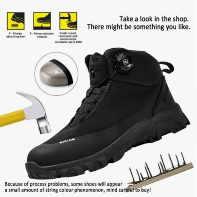 Botas de seguridad,botas de seguridad para hombre,Botas de trabajo, transpirable y cómodo,zapatos de trabajo para la construcción al aire libre,Cabeza de acero,Materiales premium de alta calidad