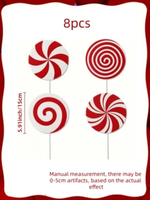 4/8 Pcs Christmas Tree Decorations Red And White Lollipop Christmas Tree Decorations, Cute Candy Cane Decorations Christmas Tree Toppers For Home Holiday Party Christmas Tree Decorations Christmas Decorations Indoor And Outdoor Room Background Decorations, Christmas Window Decorations