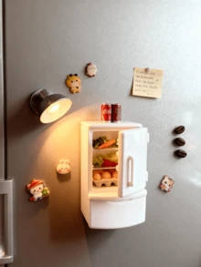 1/16个冰箱贴，冰箱装饰，冰箱贴，冰箱贴纸，厨房冰箱贴，包含15个随机玩具，可爱冰箱贴，白板贴，装饰冰箱贴，可爱办公室厨房贴，厨房用具，厨房小工具，最佳礼物 - 彩色 - 查看 4