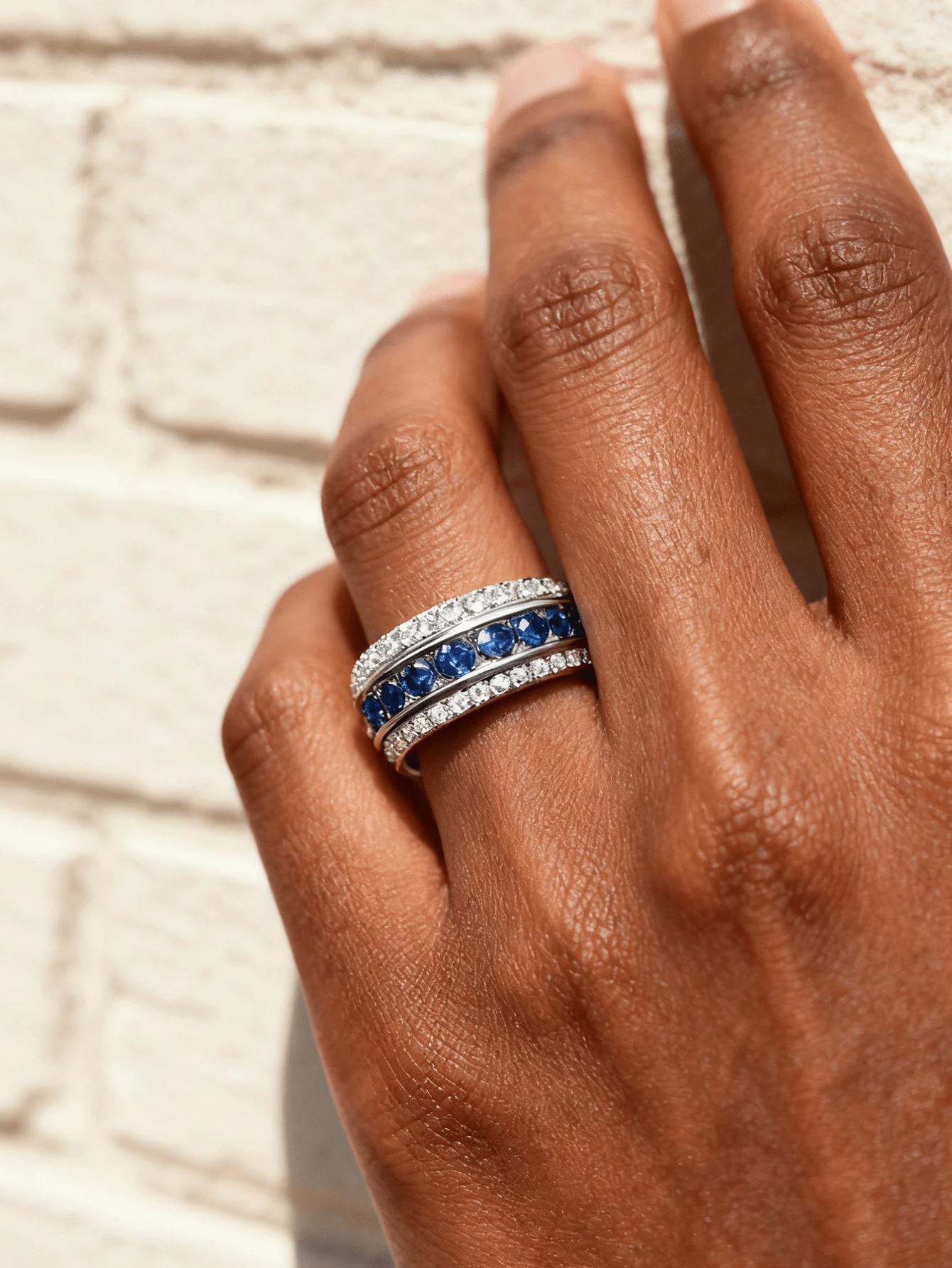 1枚全圆微镶戒指，女士S925纯银细戒，拇指戒指，精致珠宝礼品