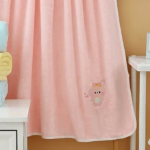 1pc Cartoon Embroidered Pattern Soft Baby Blanket, Swaddle Wrap, Nursery Receiving Blanket, Absorbent & Warm Bath Towel For Infant & Toddler