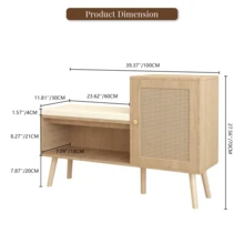 Natural Rattan Shoe Cabinet / 2-In-1 Shoe Cabinet / Ample Storage Space / Durable Construction / Suitable For Hallways And Bedrooms - 自然色 - 查看 5