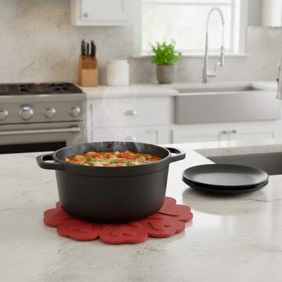 Descanso De Panela Silicone Apoio Flowers 15 cm Kit c 4 unidades