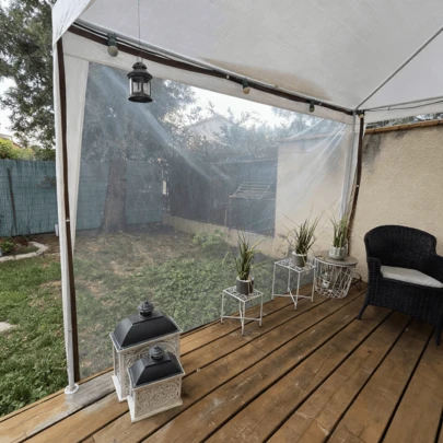 Transparent vattentät presenning, uppgraderad tältduk med transparent tak, nödvändig för vind, regn och snöväder, superbekväm installation, perfekt lämpad för användning i flera scenarier med vind, regn och snö