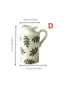 1 Peça Vaso Cerâmico com Design Fresco e Minimalista, Padrão Impresso Branco - Adequado para Segurar Água para Arranjar Flores Frescas e Pode Ser Usado como Ornamento Decorativo em Múltiplos Cenários