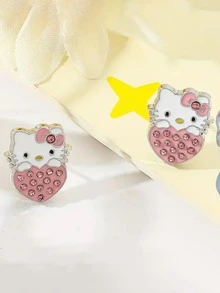 SANRIO 1 Pair Cute Cartoon Heart Rhinestone Earrings - Multicolor - View 4
