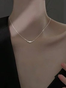 褶皺微笑項鍊是A簡約風,燈,豪華,時尚和多用途首飾類,合適的適用於女性的派對,宴會,約會,節日,和 - 銀色 - 查看 4