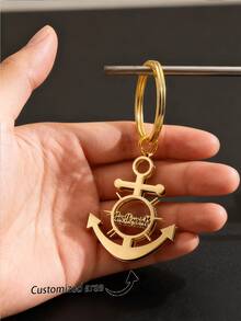 1 Stück personalisierter Edelstahl Namensanhänger - Personalisierter matter Anker Seemann Buchstaben Anhänger mit glänzenden Akzenten, unisex Panzerkette Schmuckgeschenk, geeignet für Lässig oder formelle Anlässe, Boho-Chic, 18 Karat vergoldet, personalisierter Schlüsselanhänger