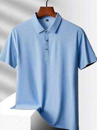 1 件 男士纯色仿丝 Polo T 恤