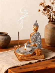 1 pièce Statue de Bouddha, statue de Bouddha pour la décoration de méditation, décoration spirituelle zen de Bouddha, statue et figurine de Bouddha pour la décoration de la maison, couleur or