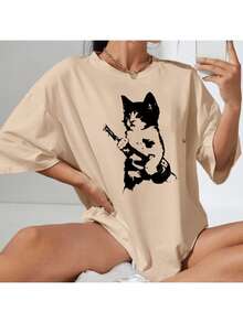 2YK Retro Aesthetic T-Shirt Nineties Rock Cat Kitten Rocker Vintage - Kem - Xem 2