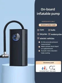 N011048 Compresor Portatil Bomba De Aire Eléctrica Llantas Aire Auto ,Bomba de inflado para automóvil, arranque de emergencia, máquina todo en, conveniente bomba de inflado, equipo de emergencia para automóvil - Negro - Ver 7