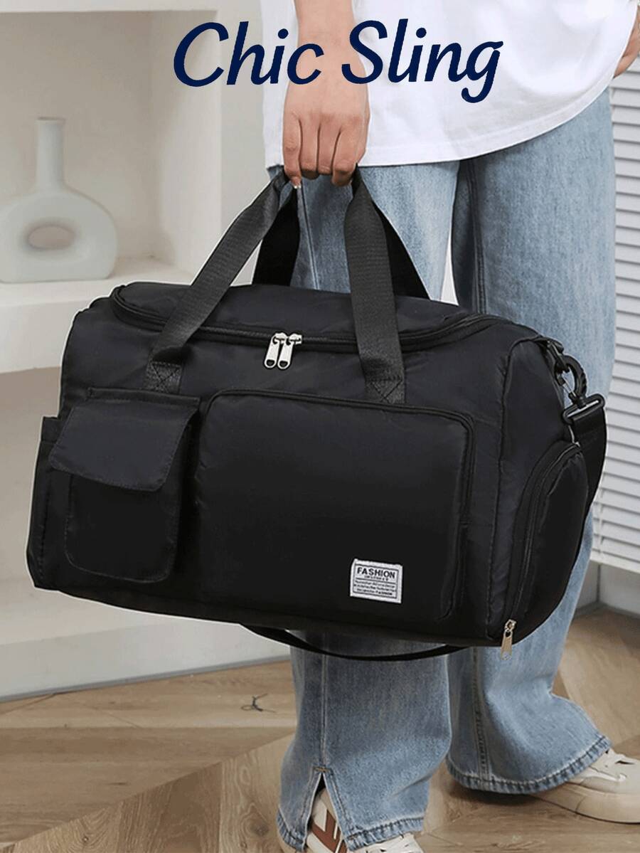 SHILAN Grand sac de voyage zippé, sac de rangement de voyage pliable, sac de cabine, sac de week-end simple