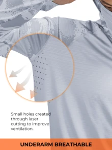 RODEEL Sun Hoodie Shirts W/ Removable Mask Neck Gaiter Men UPF 50+ UV Protection Long Sleeve Lightweight Quick Dry Moisture Wicking Breathable Cooling Athletic Activewear For Outdoor Hiking Fishing Construction Roofing Landscaping Work, Gifts For Men - 淺灰色 - 查看 9