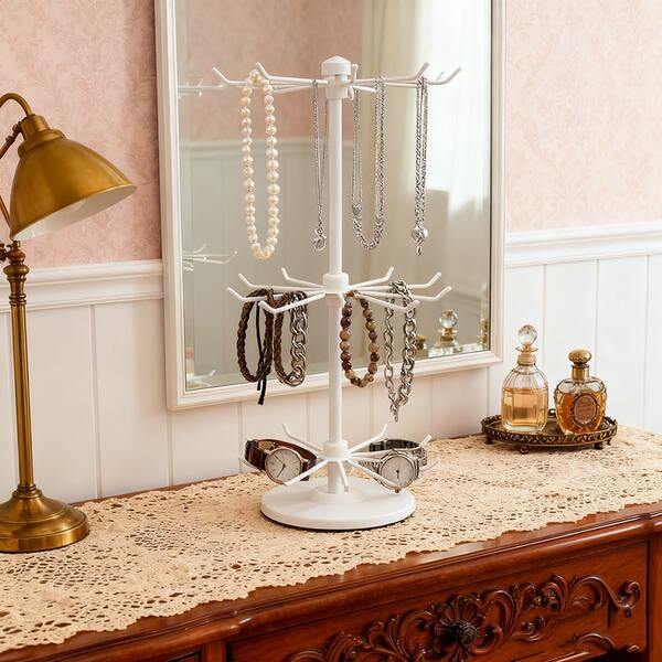 1 Pc Rotating Jewelry Display Stand, 3-Tier Rotating Necklace Rack Stylish Countertop Jewelry Tree Display Stand For Necklaces, Bracelets, Earrings, And Rings Medieval Noble Style Display Stand