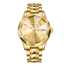 Poshi 1pc New Fashion Quartz Watch For Men, Business Watch With Day And Date Display - Gold - View 7