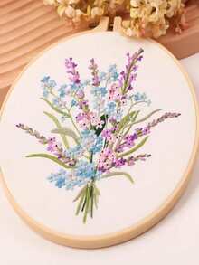 1 Set Beginner Embroidery Kit With Floral Pattern, Elegant Style Cross Stitch Embroidery Set For DIY Embroidery Enthusiasts, Includes Printed Fabric, Embroidery Thread, Embroidery Needle, English Instructional Chart, 20cm/7.9in Bamboo-Like Embroidery Hoop - Multicolor - View 7