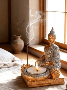 1 pièce Statue de Bouddha, statue de Bouddha pour la décoration de méditation, décoration spirituelle zen de Bouddha, statue et figurine de Bouddha pour la décoration de la maison, couleur or