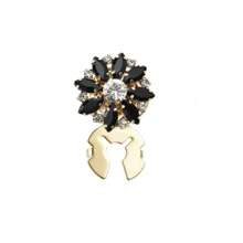 1pc Button Covers Cufflinks For Men Women,Button Cover For Shirt Tuxedo,Copper Base Black Rhinestone Flower,Decorative Buttons For Crafts,Shell Button Covers Fancy Accessories For Business Daily Party Wedding Gifts