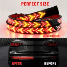 1 Piece, 60 Inches/150cm Dual Color Red And Yellow LED Fish Bone Light - No Drilling Mounting Base, Easy To Install - Perfect Match For Installation On A Variety Of Car Models, Car Accessories, Halloween Christmas Gifts - 60 Inches/150cm Fish Bone Light - View 5