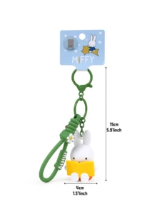 Reading Time Miffy Keychain Pendant – Official Licensed Cartoon Character Keyring with Cute Bunny & Bear Charms, Stylish Accessory for Bags Backpacks, Unique Gift for Kids Girls & Anime Collectors, Add a Playful Touch to Keys Luggage Bags