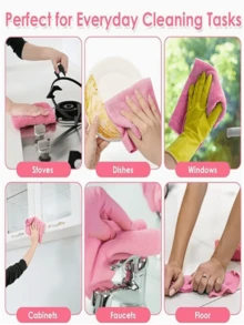 Rolo de Toalha de Fibra Super Fina - Super Absorvente, Reutilizável e Lavável para Cozinha, Banheiro, Carro, Escritório Doméstico - Rosa Suave, Toalha Multiuso para Limpeza de Vidros e Superfícies, Toalha de Banheiro, Estilo Moderno, Tecido Durável