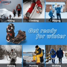 1 para antypoślizgowych ochraniaczy na buty, 8-zębowe kolce ze stali nierdzewnej, kolce do butów zapewniające przyczepność na zewnątrz, odpowiednie do chodzenia, biegania, wędrówek pieszych, wspinaczki, czarne