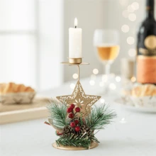1pc Gold Metal Candle Holder, Elegant Desktop Decor For Christmas, Candle Tray For Holiday Atmosphere
