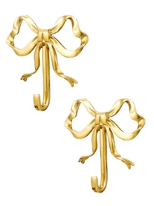 1个金色蝴蝶结壁钩，金色蝴蝶结衣钩，黄铜蝴蝶结壁钩，门钩，毛巾钩，黄铜衣钩，适用于婚礼、浴室、客厅、厨房装饰，黄铜金属壁挂式挂钩，适用于客厅和浴室，烤漆饰面 - 彩色 - 查看 14