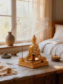 1 pièce Statue de Bouddha, statue de Bouddha pour la décoration de méditation, décoration spirituelle zen de Bouddha, statue et figurine de Bouddha pour la décoration de la maison, couleur or