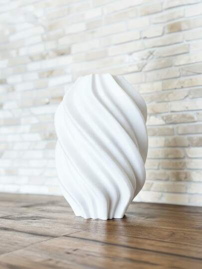 1pc Moderne Curved Plastic Flower Vase Artificial Pampas Grass, Minimalist Home Grijs Twist Tafel Centerpiece Wedding, Living Room, Office Bureau ation, Ho warming Room Glass view 8