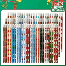 圣诞系列铅笔，图案包括卡通圣诞老人、雪人、姜饼人、圣诞树等，学生美术绘画铅笔，练字铅笔，圣诞主题铅笔，颜色随机 - 彩色 - 查看 4