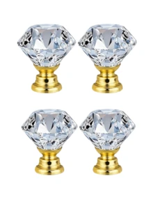 5pcs/10pcs 1.18-Inch Diamond Design Crystal Glass Handle, Cabinet Handle, Drawer Handle, Kitchen Cabinet Handle, Furniture Handl - Multicolor - View 5