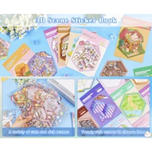 47 pièces, comprenant 20 cartes de scène, 26 matériaux, 1 pince, autocollants de paysage, autocollants de scène, autocollants DIY pour organiseur, autocollants de paysage, autocollants de manuel, autocollants d'organiseur de planificateur, petite scène de maison, réutilisable, disponible en plusieurs tailles, convient pour Halloween, Noël - Multicolore - Voir 4