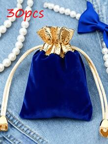 30pcs Customized Luxury Velvet Gift Bags With Engraved Logo/Text - Gold Drawstring Closure, Suitable For Christmas, Weddings, Birthdays - Gold/Black/Navy Blue/Red - Corporate Events And Gift Party Packaging