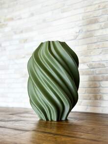 1 pièce Vase à fleurs en plastique moderne incurvé avec herbe de pampa artificielle, décoration minimaliste pour la maison, centre de table de mariage, salon, bureau, cadeau de pendaison de crémaillère, décoration de pièce, vase en verre à design torsadé gris