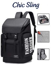 大容量商务背包 休闲防水旅行电脑包 男士包 学生学习用品 大学包 书包 假日翻盖背包 休闲大学背包 搭扣翻盖卷包 男士黑色包 徒步旅行 多功能户外便携休闲礼物 度假趣味礼物 圣诞节感恩节礼物 单肩包 情人节 - 黑色 - 查看 1