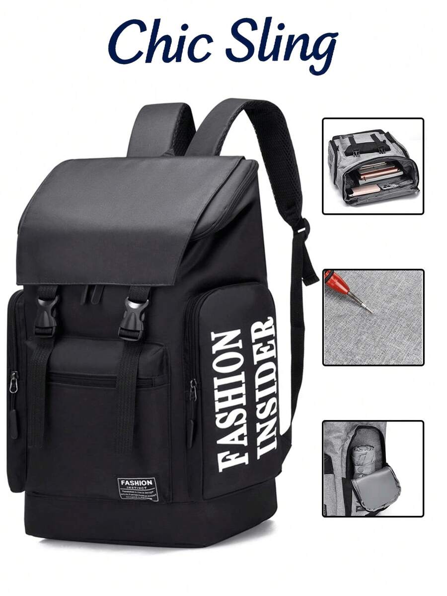 大容量商务背包 休闲防水旅行电脑包 男士包 学生学习用品 大学包 书包 假日翻盖背包 休闲大学背包 搭扣翻盖卷包 男士黑色包 徒步旅行 多功能户外便携休闲礼物 度假趣味礼物 圣诞节感恩节礼物 单肩包 情人节 - 黑色 - 查看 1