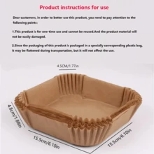 SOKANY 50/100 piezas, Papel para freidora de aire, Forro desechable para freidora de aire, a prueba de aceite, antiadherente, fácil de limpiar, accesorios para freidora de aire, accesorios de cocina. Un forro de papel cuadrado adecuado para hornear, hornear y cocinar en microondas, utilizado para hoteles y fines comerciales.