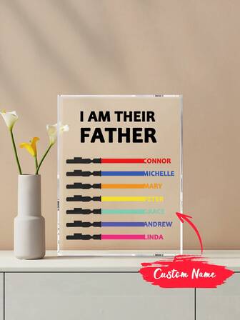 1PC Personalized I Am Their Father Acrylic Plaque Plaque Father's Day Gifts Custom 1-7 Names Acrylic Engraved Sign, Customized Fathers Day Dad Daddy Grandpa Birthday Gifts From Wife, Son, Daughter Customized Gift For Birthday, AnniversaryV