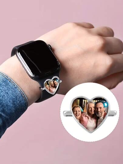 [Customized]1pc Personalized Heart-Shaped Watch Decoration Personalized Photo Watch Jewelry Pendant Crafts, Watch Charm, Anniversary Gift, Wedding Gift