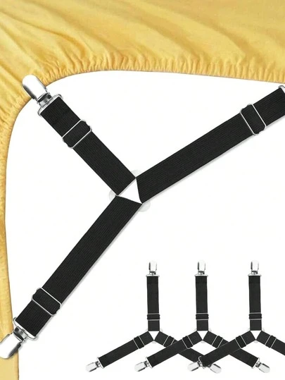 4 kẹp kim loại chịu lực cao, có thể điều chỉnh - Kẹp đa năng dùng cho khăn trải bàn, rèm cửa, bọc ghế sofa, cố định ga trải giường chống trượt, thích hợp cho gia đình, ký túc xá.