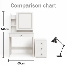 Compact Dressing Table With Right Sliding LED Mirror, Hidden Storage And Removable Chest Of Drawers, Bedside Table For Small Rooms Holiday Gift Ultimate Gift For Girls