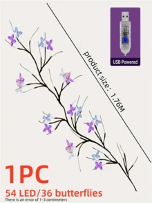 1 Stück 1 Schmetterling Zweig LED Licht, 8 Beleuchtungsmodi künstlicher Zweig Licht mit Schmetterling LED Wandleuchte, USB betriebenes Schmetterling Weidenruten Licht, 30/54 LED Leuchten verwendet für Wand, Schlafzimmer, Hochzeit, Geburtstag, Fest, Party, Valentinstag, Weihnachtsdekoration - USB - Übersicht 13