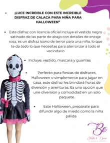 Disfraz de Calaca Halloween Cosplay Niña - Negro - Ver 2