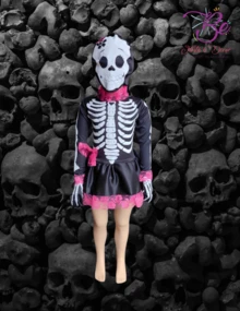 Disfraz de Calaca Halloween Cosplay Niña - Negro - Ver 4