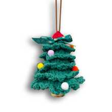 Knitted Christmas Tree, Mini Christmas Tree Ornaments For Car Decoration, Hanging Mirror Car Accessories, Crochet Green Christmas Home Decor