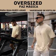 KIT 3 Men's Oversized Plain T-Shirts – Premium Cotton, Comfort, Style, Streetwear, Casual, High Quality - 棕黑色米色 - 查看 3